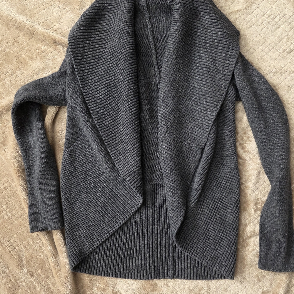 * Old Navy Women Sweater MediumGray Cotton Blend Long Sleeve Open Front Cardigan